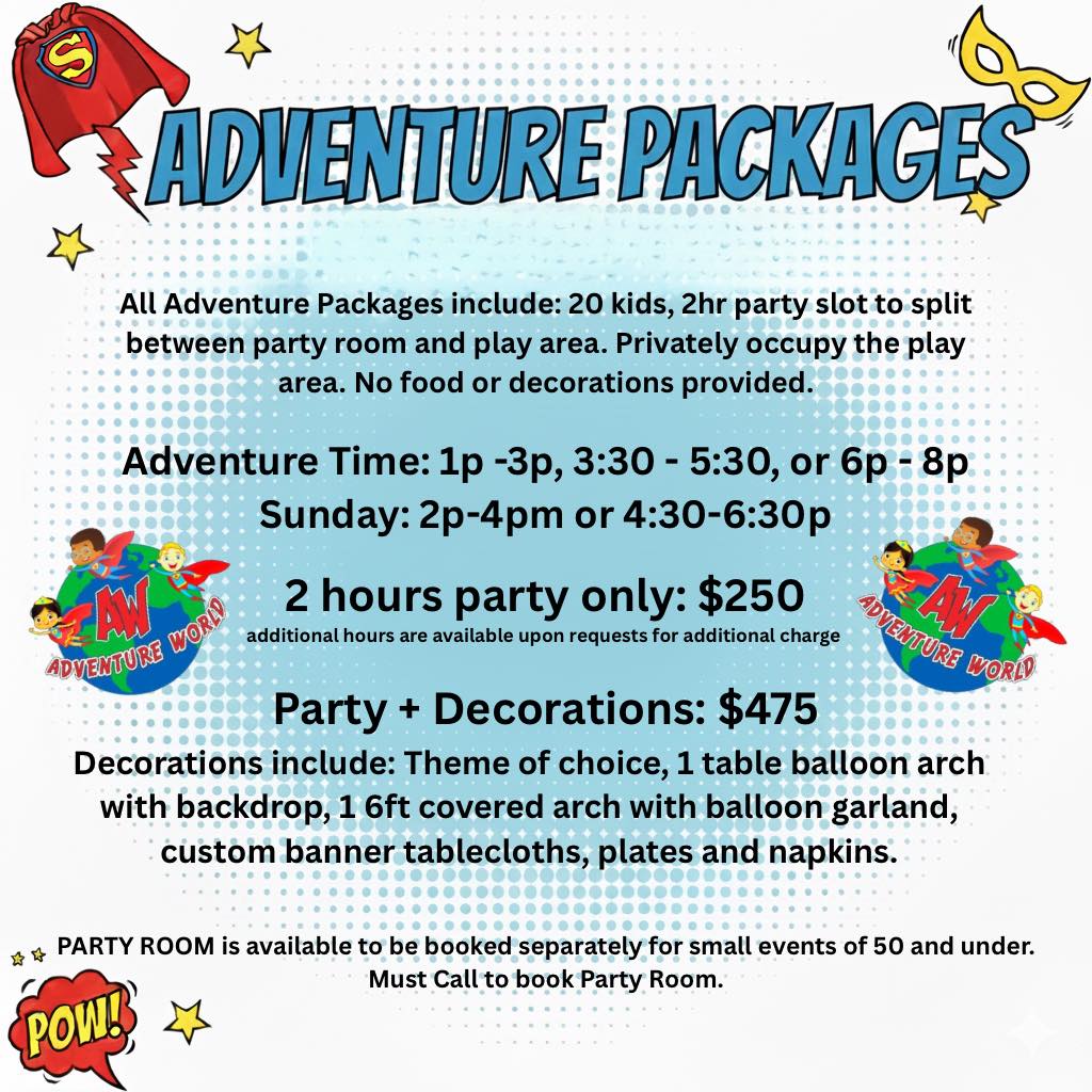 Adventure Party Packages Flyer